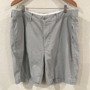 St. John's Bay Men 40 Shorts Gray Chino Flat Front Classic 100% Cotton Preppy